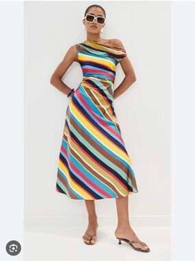 Staud Phare Dress in Multicolor Stripe
